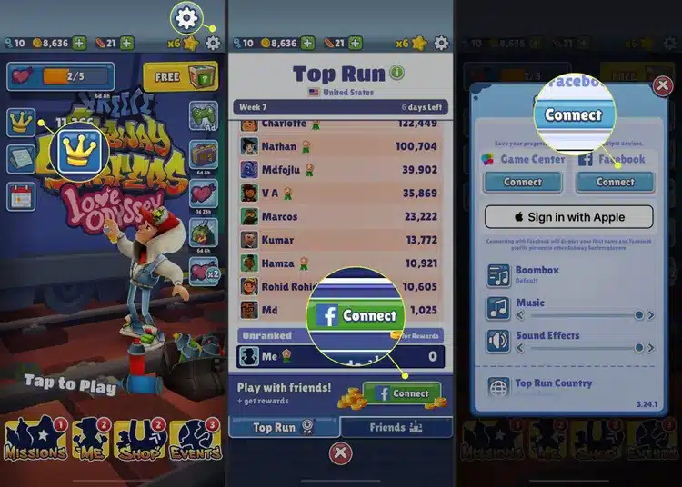 Open Subway Surfers and go to the main menu.